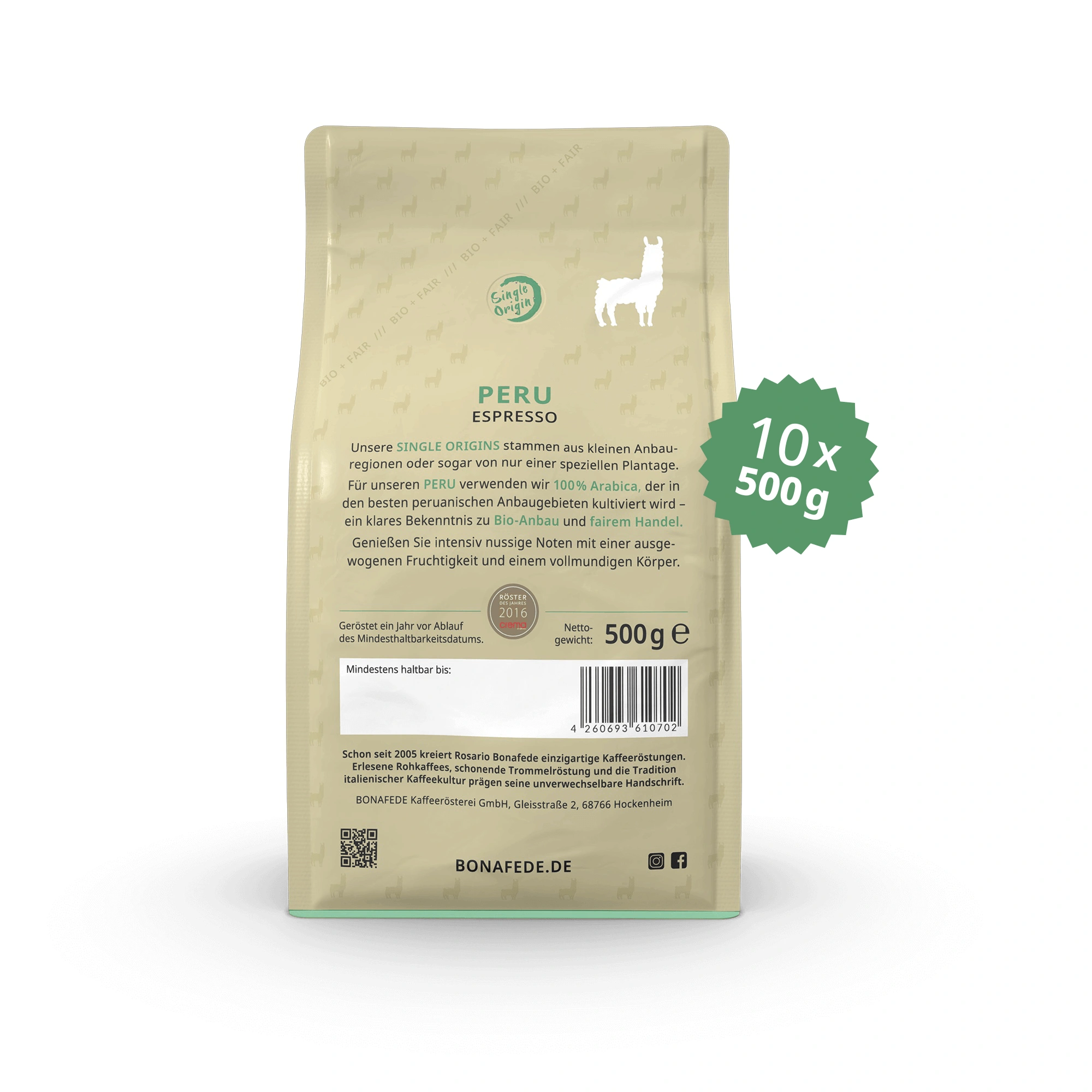 VPE PERU Bio + Fair, Espresso 10 x 500 g