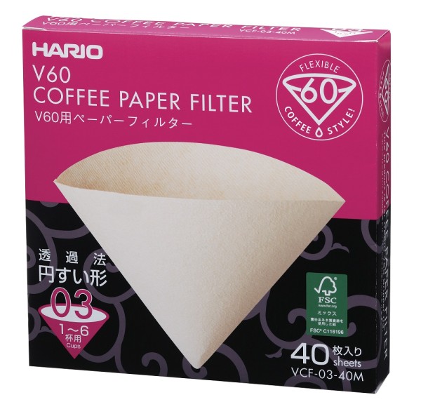 Hario Filterpapier 03 (ungebleicht) 40 Stck Box